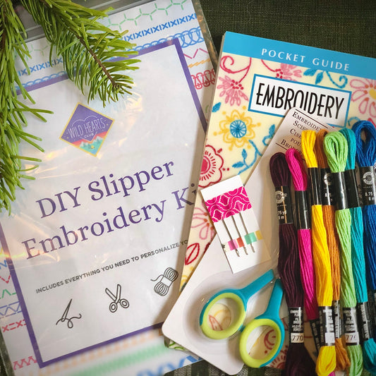 gift pack of slippers with embroidery kit