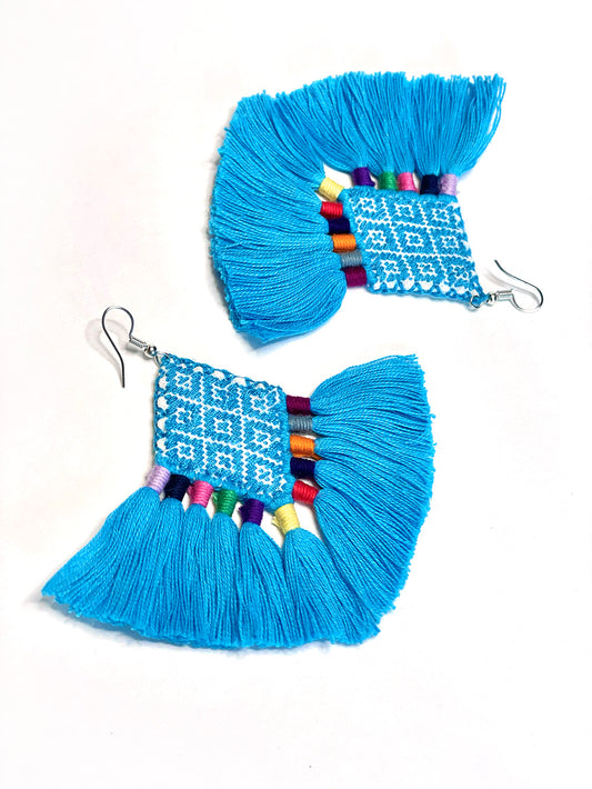 Embroidered Diamond Tassel Earring