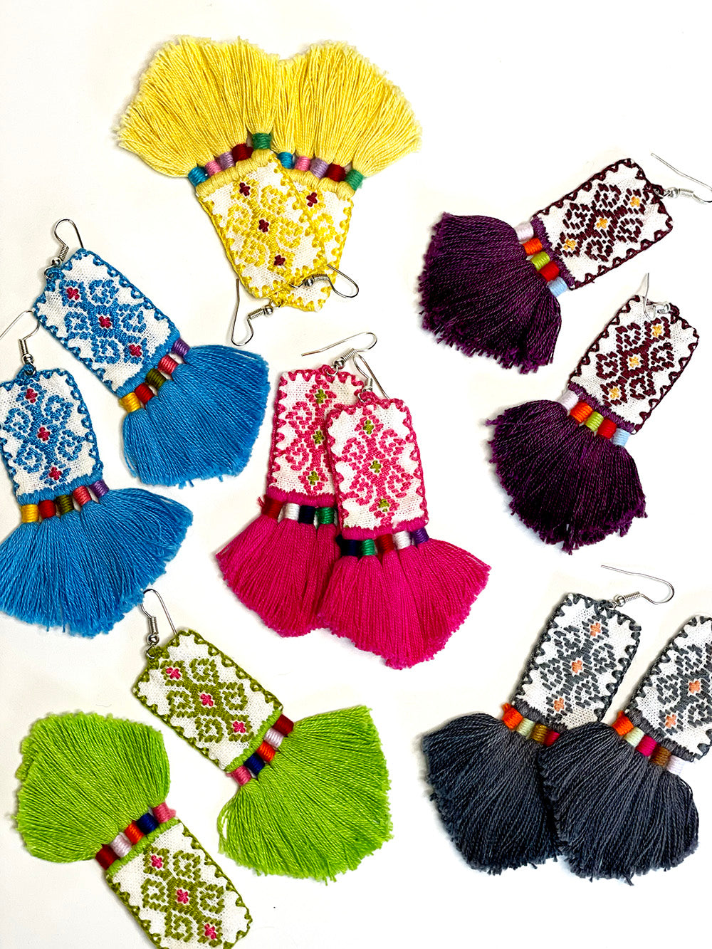 Embroidered Tapestry Tassel Earring