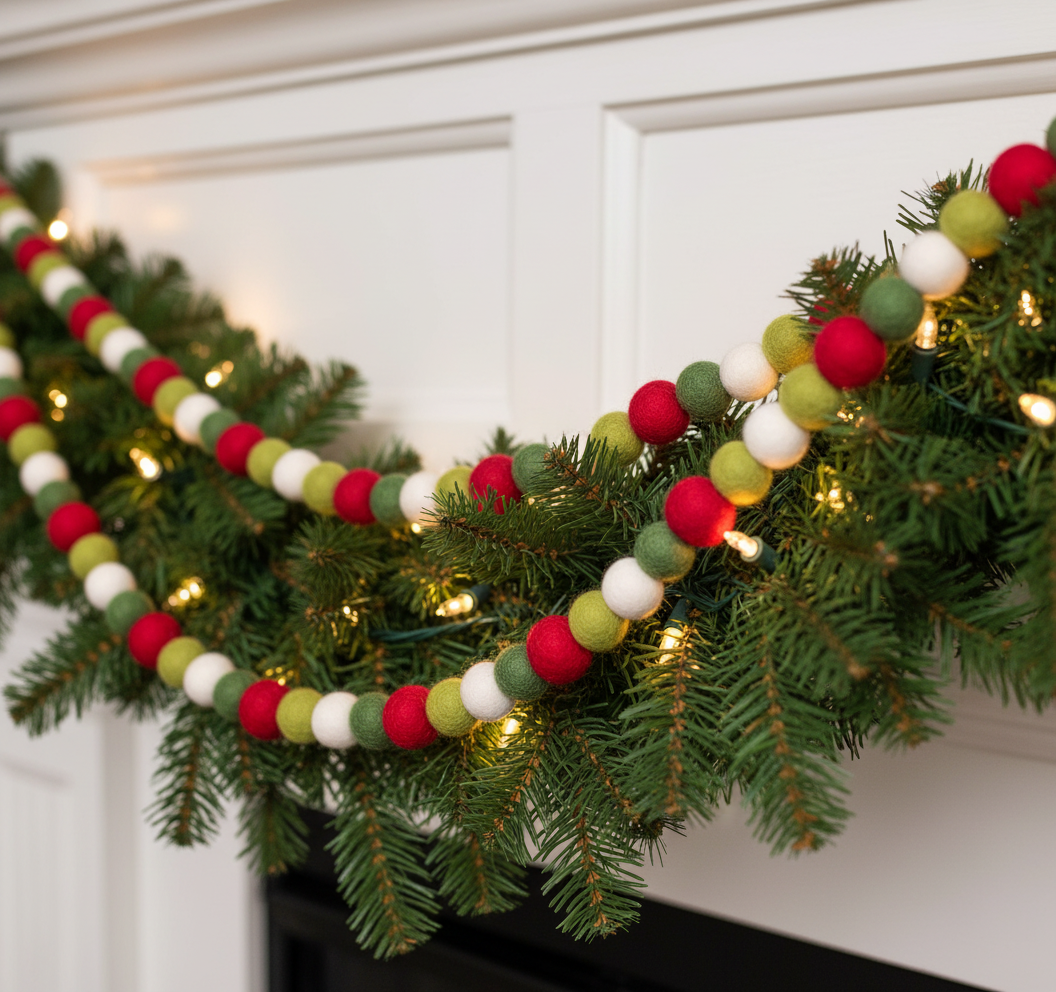 Holiday Felt Ball Garland