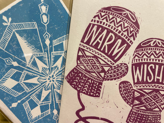 Linocut Holiday Card