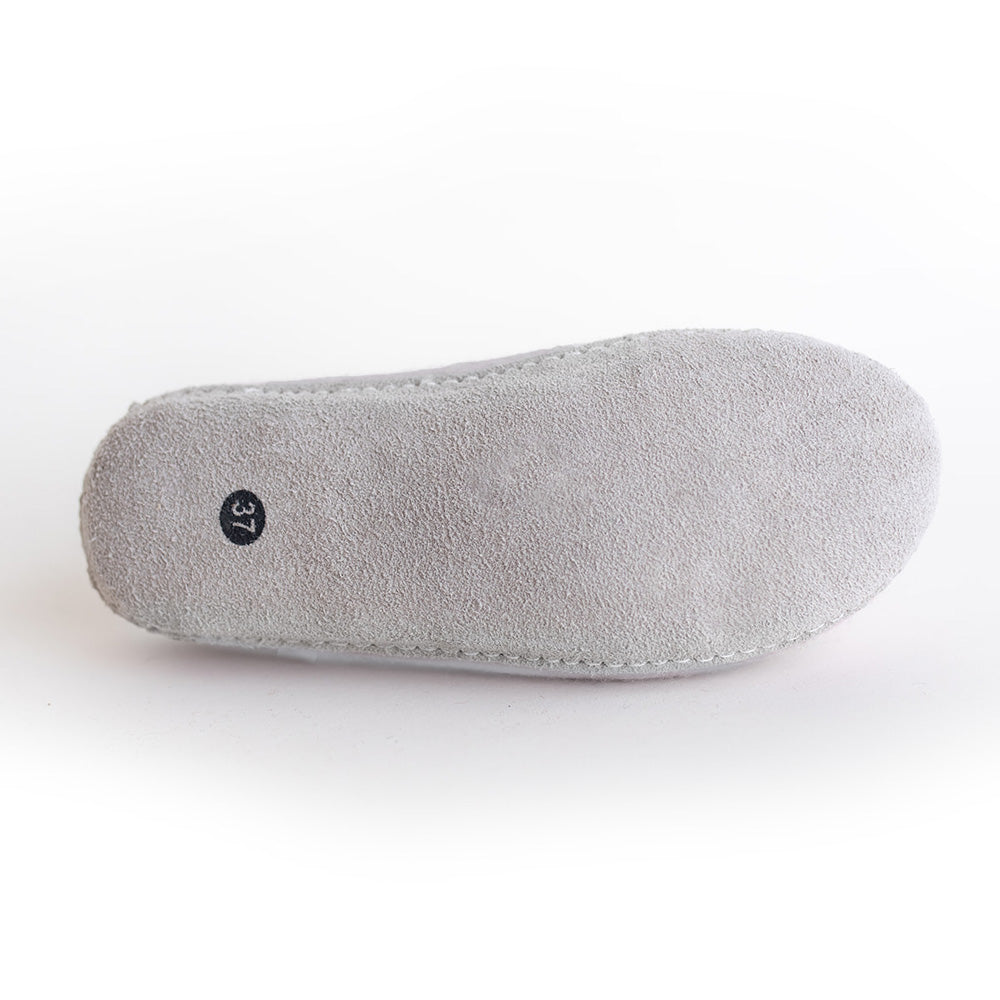leather suede sole on wool felt slipper