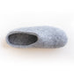 top view of neutral grey wool felt slippers