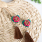 Embroidered Heart Tassel Earring