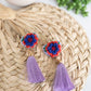Embroidered Heart Tassel Earring