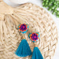 Embroidered Heart Tassel Earring