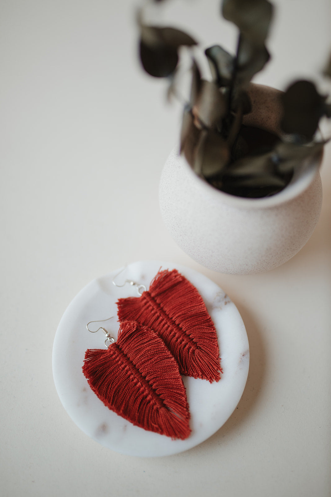 Macrame Feather Earring