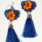 Embroidered Heart Tassel Earring