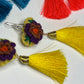 Embroidered Heart Tassel Earring