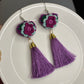 Embroidered Heart Tassel Earring