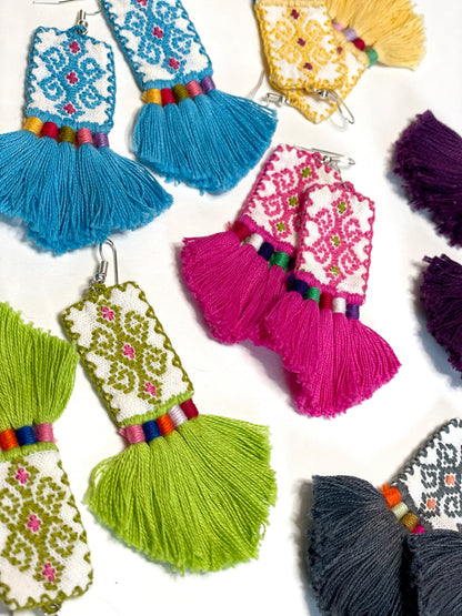 Embroidered Tapestry Tassel Earring